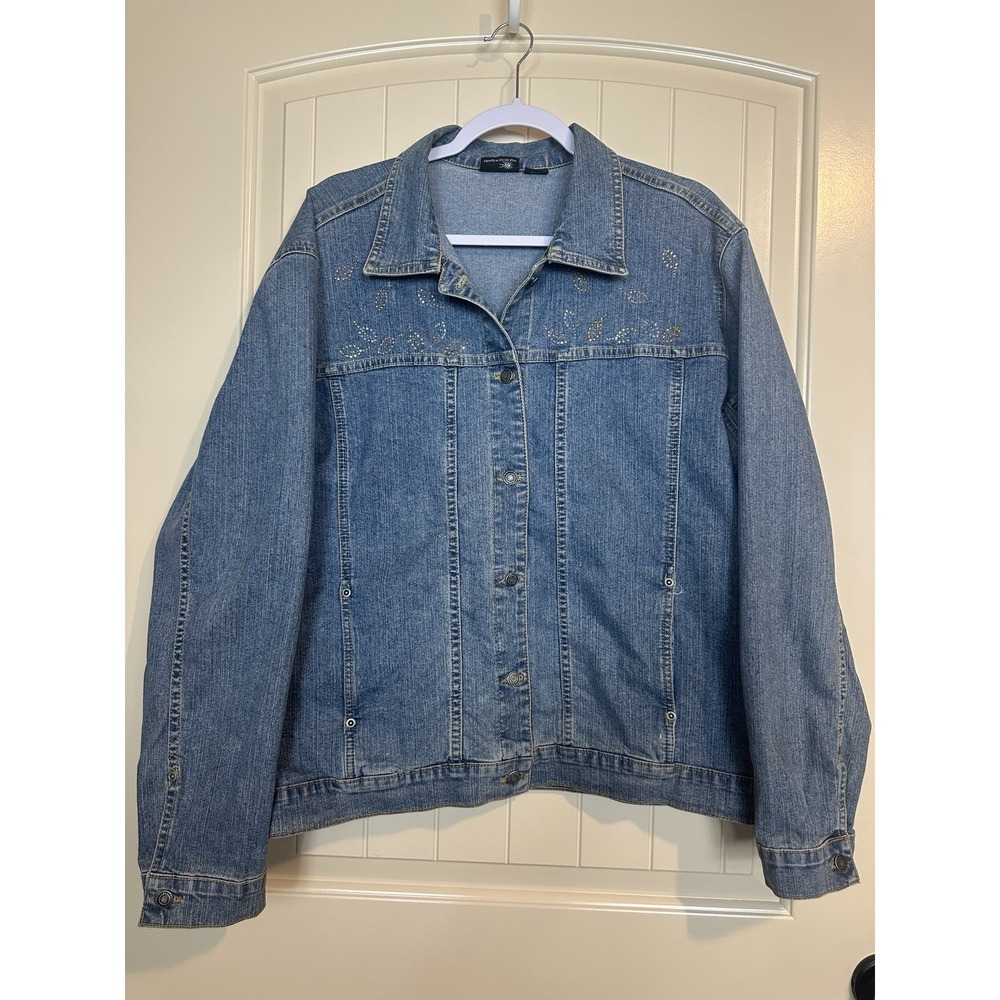 Vintage Sunburst to Morning Sun Art to Wear Denim Jacket Jeweled Stretch Retro